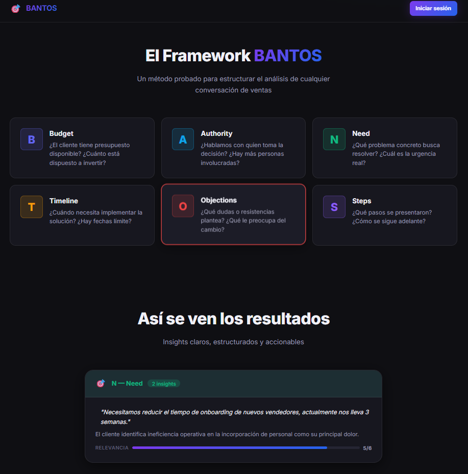 Captura de pantalla del proyecto BANTOS